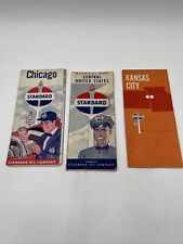 3 Vtg Standard Oil Co Road Maps Chicago, Central United States & Kansas City picture