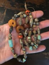 (B) Rare Old Mauritanian Amber  Amazonite Coral Granulation Silver Beads #2 picture