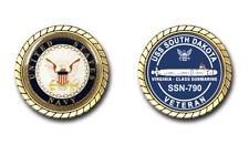 U.S. Navy USS South Dakota SSN-790 Silhouette Veteran Challenge Coin picture