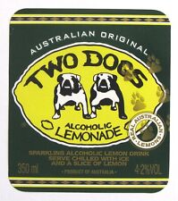TWO DOGS ALCOHOLIC LEMONADE beer label AUSTRALIA 350ml picture