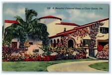 1947 Scenic View Beautiful Flowered Home Coral Gables Florida FL Posted Postcard picture