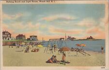 Bathing Beach and Lighthouse Watch Hill Rhode Island 1946 Postcard picture