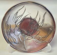 Don Sheil Signed Etched Aluminum Round Bowl Silver Tone Metal 7.25
