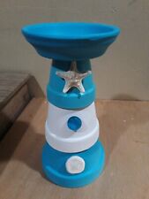 Handmade Clay Pot Nautical Themed Candle Holder. 9.5