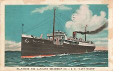 Baltimore Carolina Steamship Co. SS Mary Weems 1926 Postcard picture