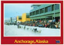 Postcard Anchorage Alaska Dog Sled Race Winter Snow Dog Sleds picture