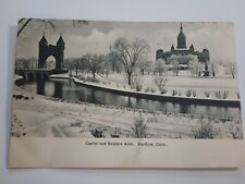 STATE CAPITAL BLDG & SOLDIERS ARCH IN SNOW POSTCARD HARTFORD CT CONNECTICUT 1906 picture