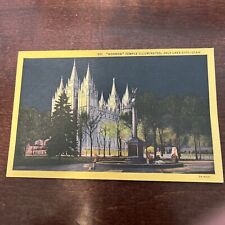 1940’s-1950’s Postcard 901 Mormon Temple Illuminated Salt Lake City Utah LDS picture