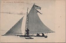 Troubler Ice Boating on Muskegon Lake Michigan 1911 Photo Postcard picture