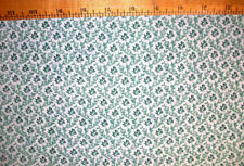 Vintage Mint Green and White Floral Cotton Blend Fabric 2 Yards  x 45