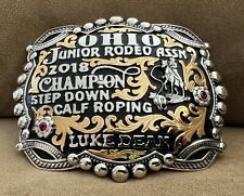 VTG Huge NOS Benchmark 2018 OJRA OHIO Rodeo Champion Roping Trophy Belt Buckle picture