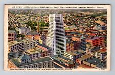 Akron OH-Ohio, Aerial First Central Trust Co.Bldg, Antique Vintage Postcard picture