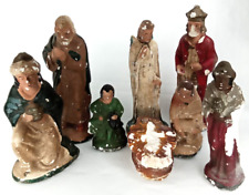 Christmas Nativity Set 8 Piece Hand Painted Chalkware Set Holiday Decor picture