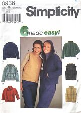 1990's Simplicity Misses' Jacket,Vest Pattern 8936 Size 6-12 UNCUT picture