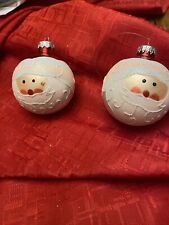 Set Of 2 Handpainted Santa Ornaments Shatterproof picture