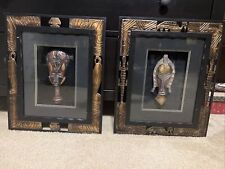 Vintage Handmade Tribal African Carved Wood Frame Ethnic Style Rare X2 picture
