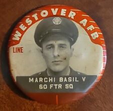 WWII Westover AFB Photo Badge Employee Pinback Air Force Base 60th Fighter Sq picture