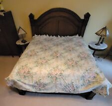 Vintage USA Springmaid Tranquility Floral & Lace QueenSize Top Flat Sheet VGUC  picture