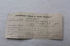 Antique 1901 Switchmen's Union Of North America Official Receipt Embossed picture