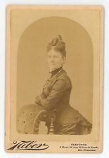 Antique Circa 1880s Cabinet Card Taber Stunning Woman in Dress San Francisco, CA picture
