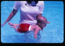 Vintage 1980's Film Slide 35mm Women in Pool with baby Wet T-Shirt picture