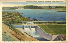 1941 Postcard Charles Mill Dam Muskingum Conservancy Mt. Vernon Ohio Linen Color picture