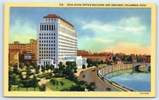 Postcard Ohio State Office Building and Grounds, Columbus OH linen G100 picture