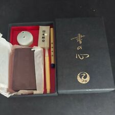 Calligraphy set mini JAL small brush ink Inkstone paperweight Japan Airline picture
