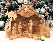 Large Wooden Nativity Set -Hand carved OliveWood Music Box Nativity Scene from H picture