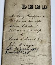 Antique Land Deed 1839 Document Pennsylvania Anthony Knapper Parchment Paper picture