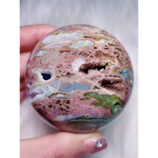 Druzy Pink 8th Vein Ocean Jasper Sphere, Old Stock Jelly Orbicular Jasper Ball picture