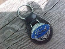 FORDS LARGE BLUE OVAL LEATHER KEY FOB VINTAGE NOS CUSTOM-MADE HI-QUALITY RARE picture