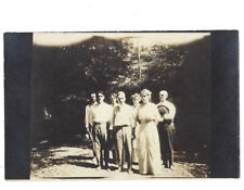 c.1900s Seven Family Members Walking Outside RPPC Real Photo Postcard UNPOSTED picture