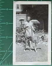 Vintage Photo Black White Snapshot Pretty Lady With Cute Dog picture