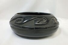 Vintage 1930s Juanita San Ildefonso Pueblo Black Pottery Bowl 8 in AS IS picture