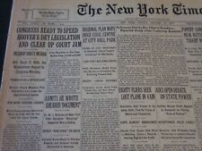 1930 JANUARY 12 NEW YORK TIMES - CONGRESS TO SPEED HOOVER'S LEGISLATION- NT 5729 picture