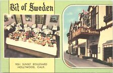 Linen Postcard Multiple Views Bit of Sweden Restaurant in Hollywood California picture
