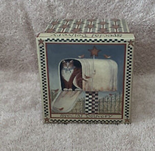 Lindy Bowman SPECIAL DELIVERY CAT IN MAILBOX Folk Art Small Gift / Storage Box picture