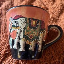 Vintage West Indies Elephant Coffee Mug Hand Painted Bohemian Whimsical picture