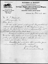 1911 Allentown Pa - Buchman & Wickert - Carriages Farm Wagons - Letter Head Bill picture