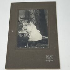 Young Girl Child Looking Through Photo Album On Chair Cabinet Card Photo picture
