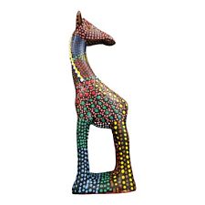Multi Colored Polystone Giraffe Sculpture Figurine Hand Painted  picture