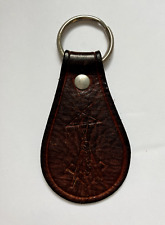 MASON Masonic Leather Key Chain Ring Embossed Vintage picture