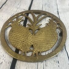 Vintage Round 6.5 Inch Pineapple Trivet Heavy Brass Footed, Made in India picture