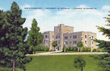 Men's Dormitory University Of Wyoming Laramie Wyoming Vintage Linen Post Card picture