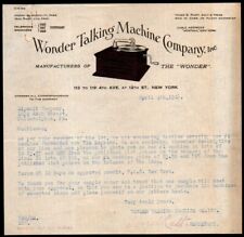 1916 New York - Wonder Talking Machine Co - Harry B McNulty - Letter Head Bill picture