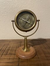 Vintage Brass and Wood Standing Nautical Compass picture