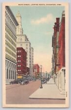 Postcard Iowa Davenport Main Street View Looking North Cars Vintage picture