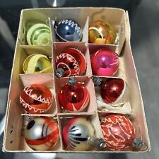 Vintage Christmas Glass Mini Ball Ornaments 1.5 in Painted Frosted Set Of 12 picture