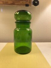 Vintage Green Glass Bubble Top Apothecary Jar with Lid Made in Belgium 7” tall picture